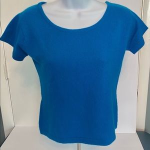 Mount Cashmere Scoop Neck Sweater Blue 100% Pure Cashmere from Mongolia Sz S NWT